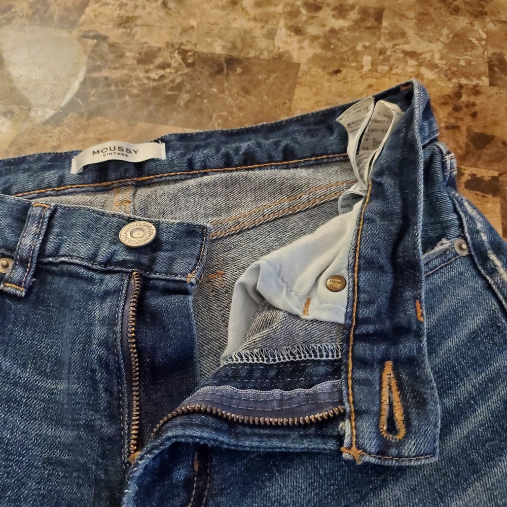 Moussy Vintage Jeans Women 26 Mid Rise Ankle Tapered Distressed Blue Chic Japan - Picture 14 of 16